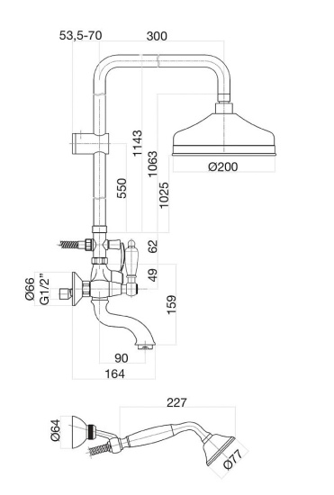 Душевая стойка Fiore Coloniale 02CO0615 хром/золото