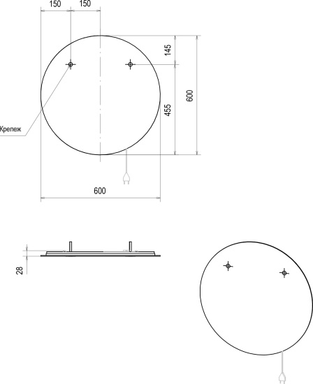 Зеркало Stworki Ноттвиль 60 с подсветкой, сенсор на зеркале