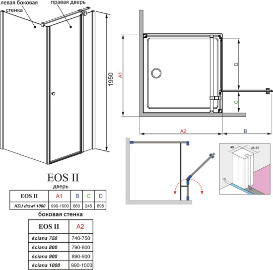 Душевой уголок Radaway EOS II KDJ 100x90 R