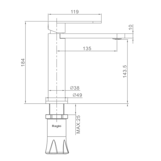 Смеситель для раковины Raglo R10.10.03 сатин золотой