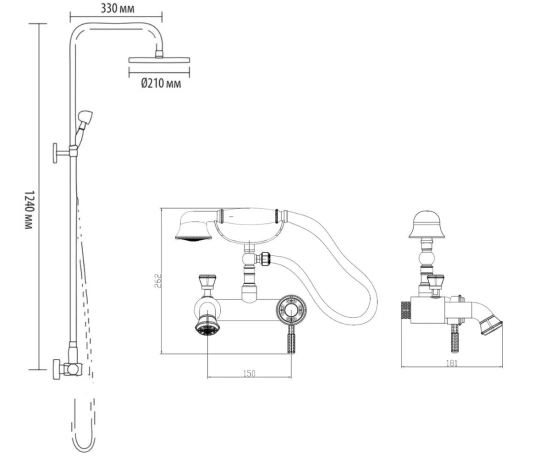 Душевая стойка Bronze de Luxe Windsor 10124R