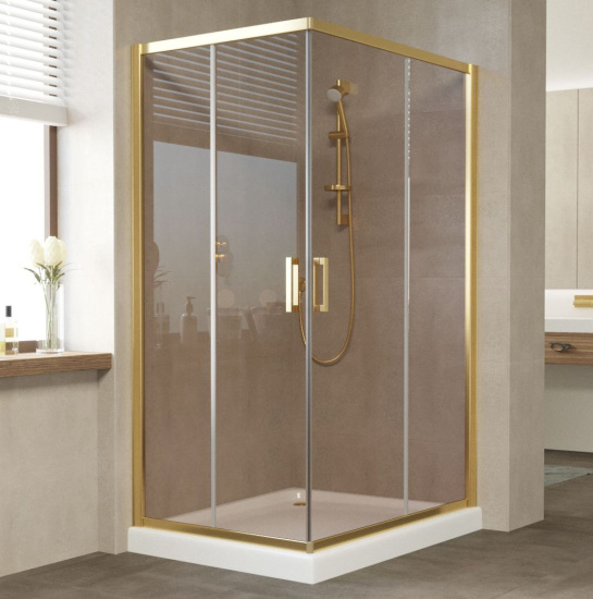 Душевой уголок Vegas Glass ZA-F 110*80 09 05 профиль золото, стекло бронза