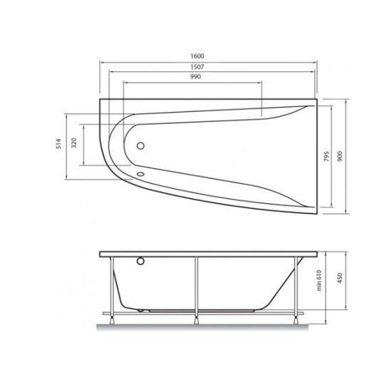 Акриловая ванна VAYER Boomerang 160x90 R/L