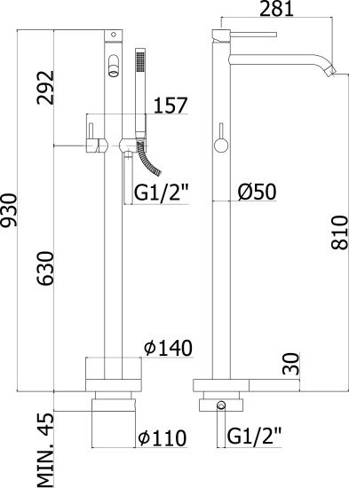 Напольный смеситель для ванны Paffoni Light LIG032CR