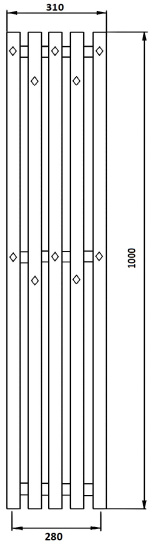 Полотенцесушитель водяной Secado Сандриго 5К 1000/280, черный матовый