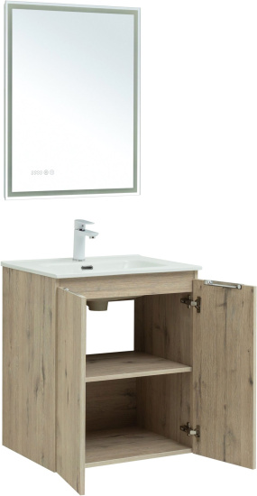 Мебель для ванной Aquanet Алвита new 60 подвесная, дуб веллингтон белый, с дверками