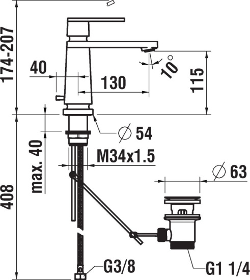 Смеситель для раковины Laufen The New Classic 3.1185.1.004.121.1