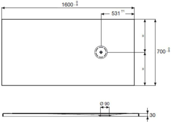 Поддон для душа Jacob Delafon Singulier 170х80 серый сланец с сифоном