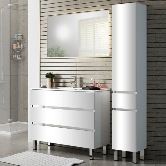 Тумба с раковиной Sanvit Кубэ-3 75 белый глянец, напольная