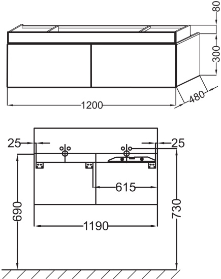Мебель для ванной Jacob Delafon Terrace 120 черный лак