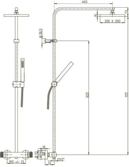 Душевая стойка Paini Fluxio 43CR689TH2L90P1