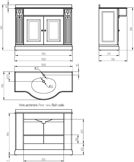 Мебель для ванной Migliore Ravenna 120 avorio
