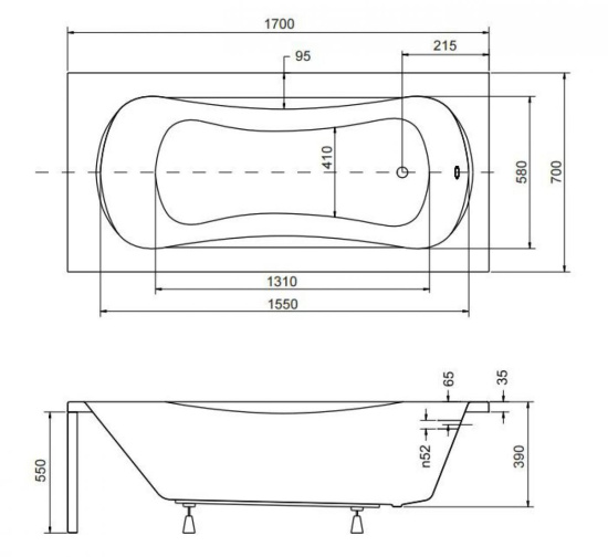 Акриловая ванна Besco Aria 170