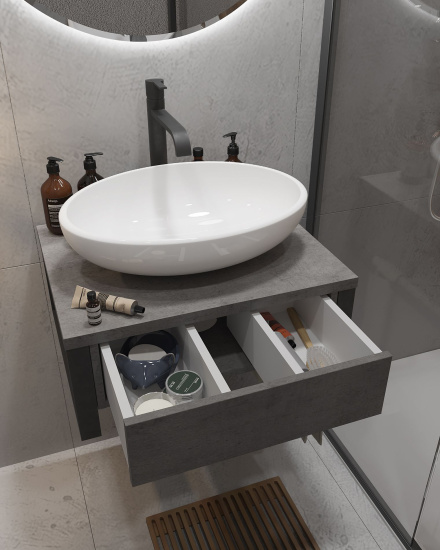 Тумба с раковиной 1MarKa Grunge Loft 60П бетон темно-серый