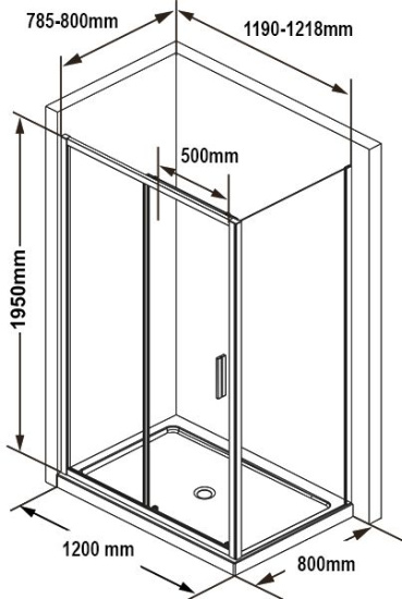 Душевой уголок Ravak BLSDP2 120x80, профиль черный