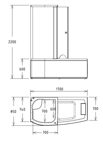 Акриловая ванна Gemy G8040 C L