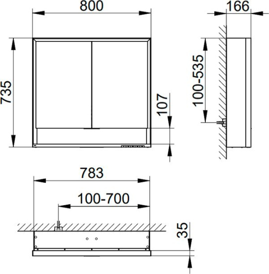 Зеркало-шкаф Keuco Royal Lumos 80 серебристое анодированное с подсветкой