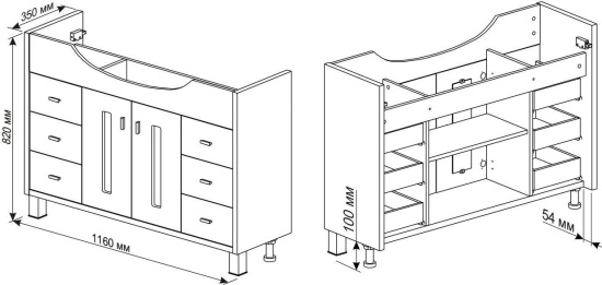 Мебель для ванной Бриклаер Бали 120 венге, белый глянец