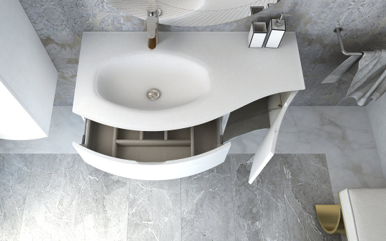 Тумба с раковиной Cezares Vague 104 L bianco lucido