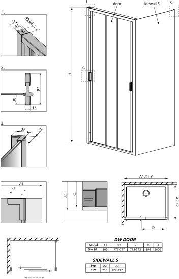 Душевой уголок Radaway Evo DW+S 80х75