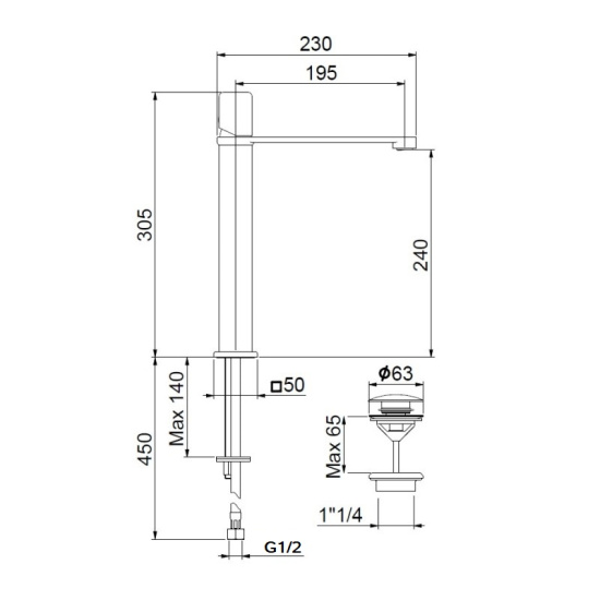 Смеситель для раковины Webert One-X OX830402015, хром/сталь
