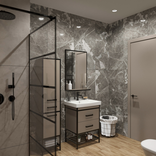 Мебель для ванной Sanflor Норд 60 тауп с раковиной Strim 60