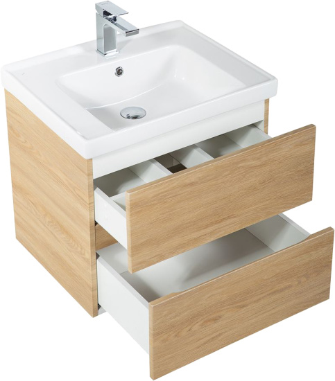 Тумба с раковиной Art&Max Techno 60 подвесная, дуб мадейра янтарь