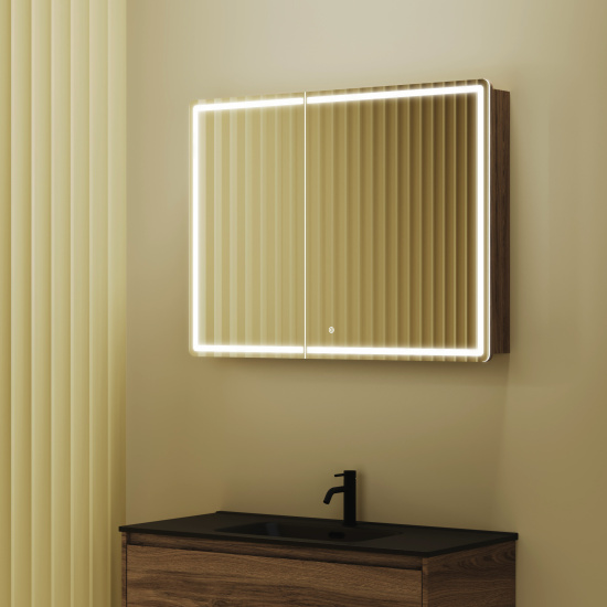 Зеркало-шкаф Sancos Mirror 100 дуб чарльстон, с LED подсветкой