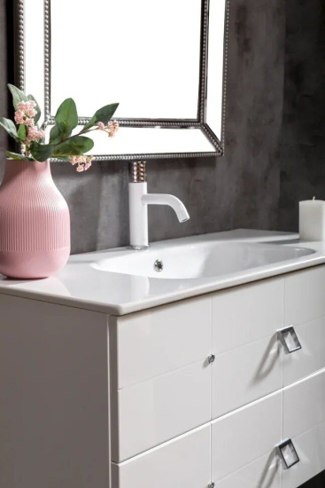 Тумба с раковиной Armadi Art Vallessi Avantgarde Piazza 100, подвесная, белый глянец, хром