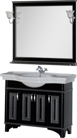 Зеркало Aquanet Валенса 110 черный краколет/серебро