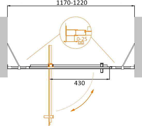 Душевая дверь в нишу Cezares Molveno-BA-12-70+50-C-Cr-IV