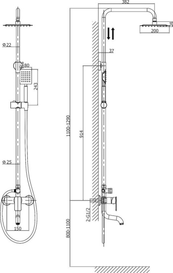 Душевая стойка Rush Bruny BR4335-40