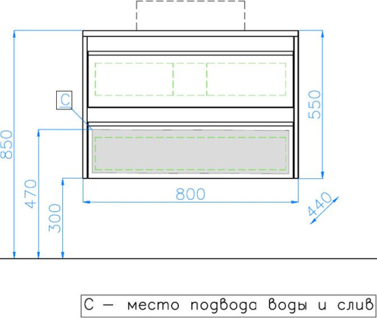 Тумба с раковиной Style Line Монако 80 Plus, осина белая