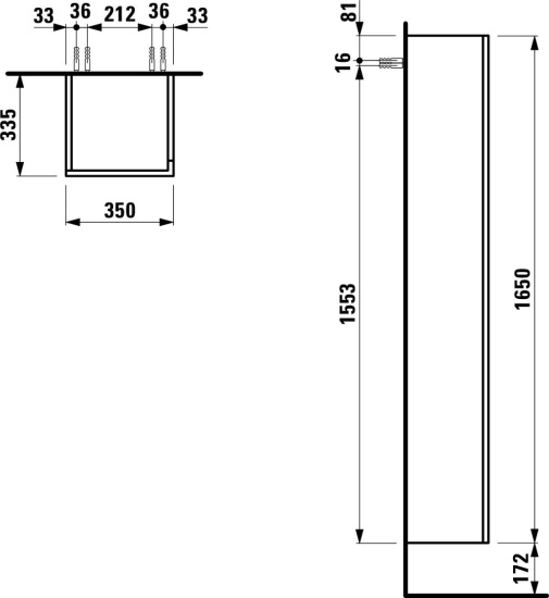 Пенал Laufen Kartell by Laufen 4.0828.7.033.642.1 L, шиферный