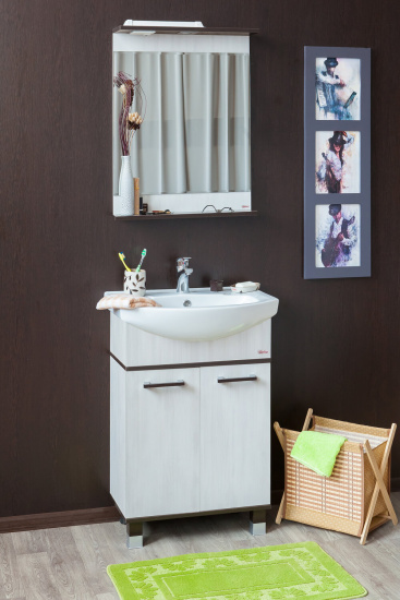 Тумба с раковиной Sanflor Толедо 60, венге, северное дерево светлое