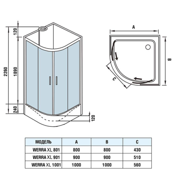 Душевая кабина Weltwasser WW500 Werra XL 1001