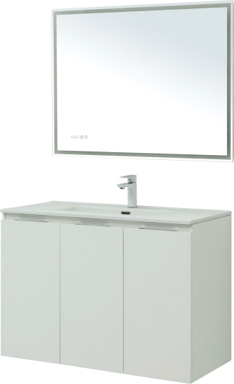 Мебель для ванной Aquanet Алвита new 100 подвесная, белая матовая, с дверками