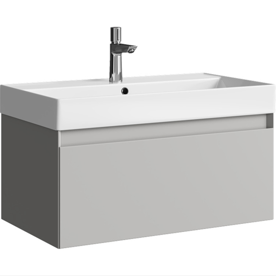 Тумба с раковиной Aqwella 5 stars Geometria 80 подвесная, 1 ящик, серая