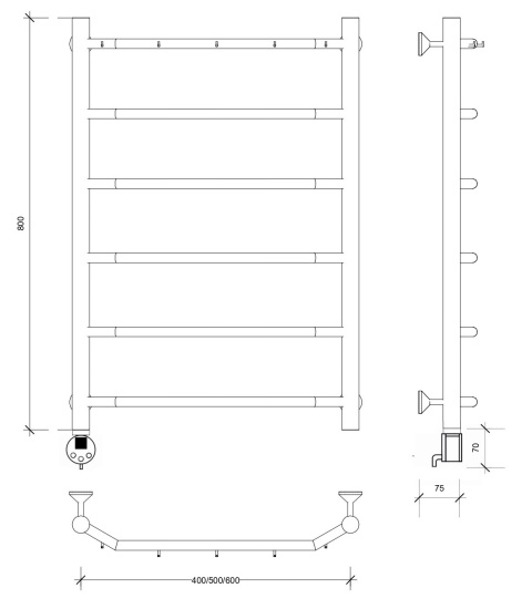 Полотенцесушитель электрический Secado Агата 1 К 80/60 L, хром
