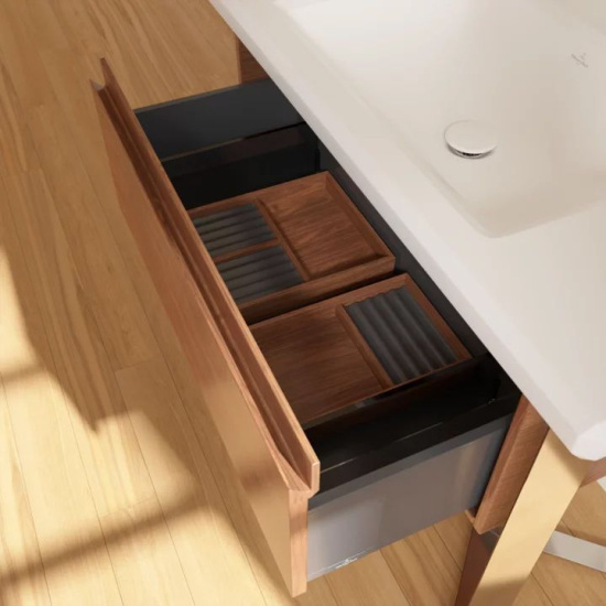 Мебель для ванной Villeroy & Boch Antheus american walnut, с подставкой из глянцевой стали