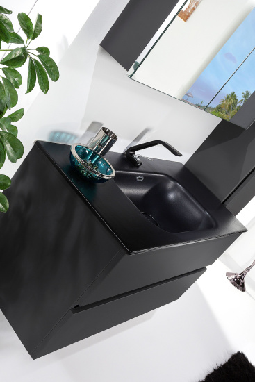 Тумба с раковиной Armadi Art Vallessi 80 антрацит матовая, с черной раковиной