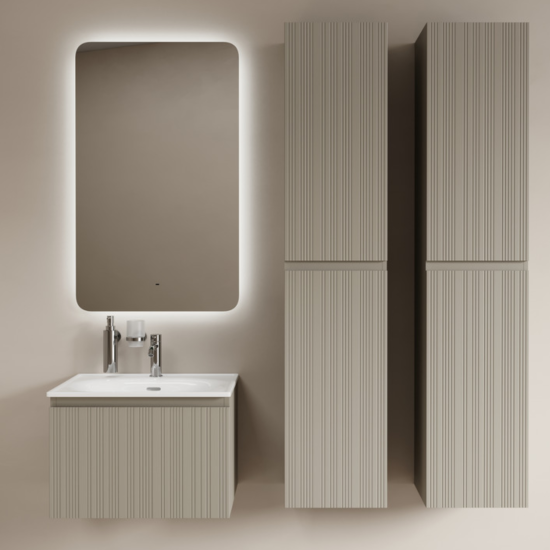 Тумба с раковиной Sancos Code 60 подвесная, серая платина, раковина белая