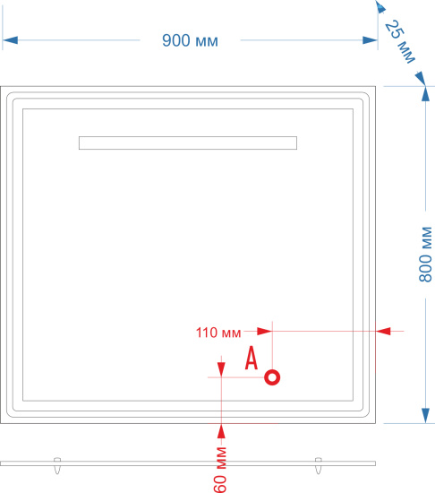 Зеркало Misty Европа 90 черное, с подсветкой