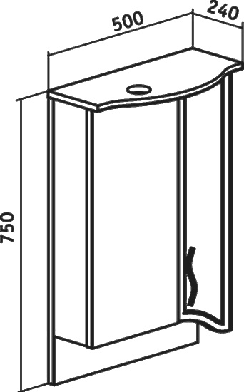 Мебель для ванной Runo Севилья 50, напольная, раковина Уют 50