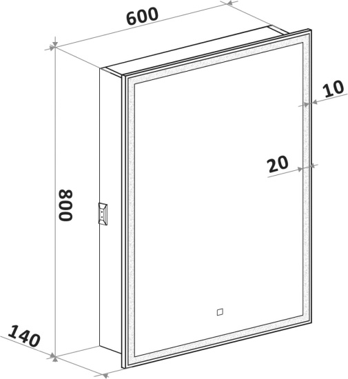 Зеркало-шкаф Art&Max Techno 60 L с подсветкой