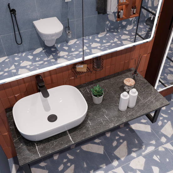 Мебель для ванной Diwo Элиста 120 чёрный мрамор, с раковиной Moduo 50 Square