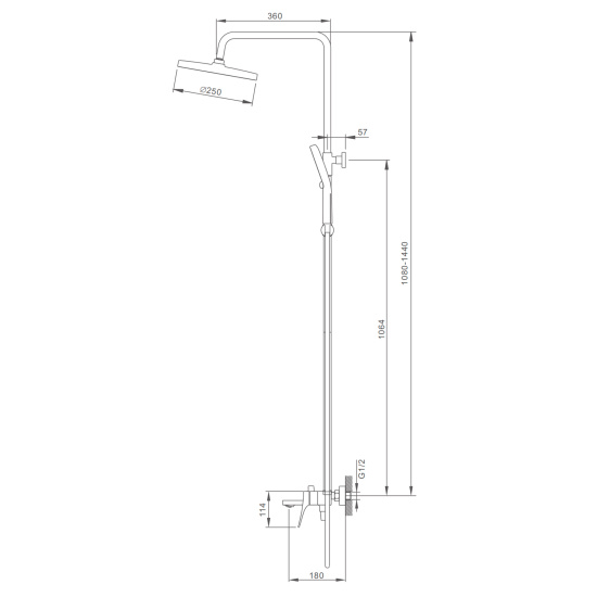 Душевая стойка Splenka S54.24.03 сатин золотой