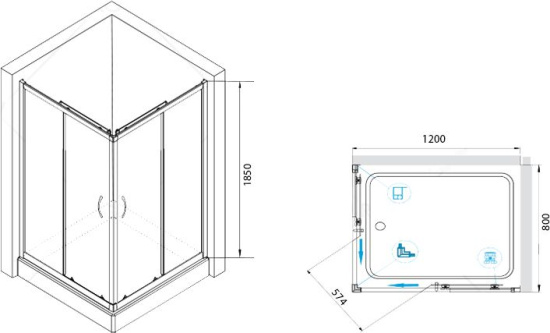 Душевой уголок RGW Passage PA-146 1200x800x1850 профиль хром
