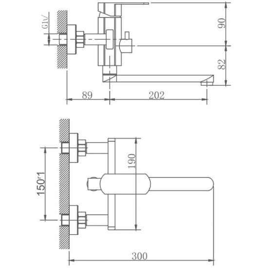 Смеситель для ванны Haiba HB60806 сталь