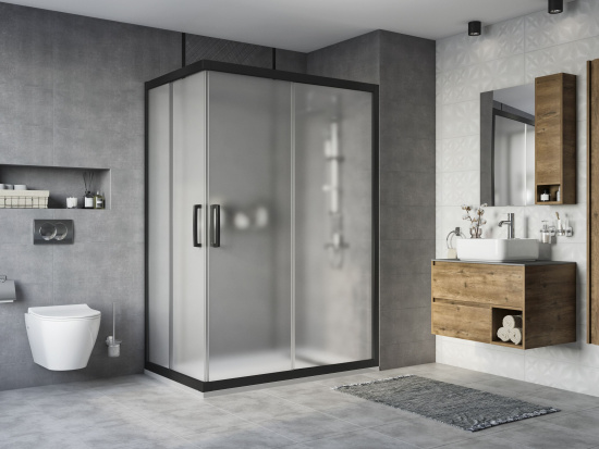 Душевой уголок Stworki Карлстад 140x90 см профиль черный матовый, стекло матовое